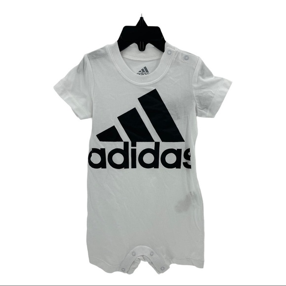 Adidas White Logo Short Sleeve Athletic Romper - Picture 1 of 5